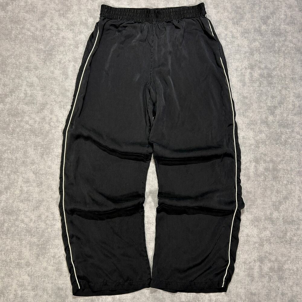 Victorias Secret Mulberry Silk Pajama Lounge Pants Black Side Stripe Womens M